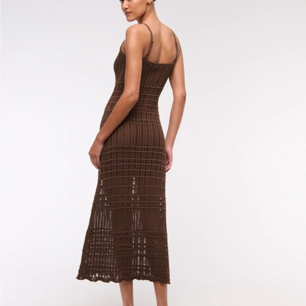 Abercrombie & Fitch Chocolate Brown Crochet Maxi Dress